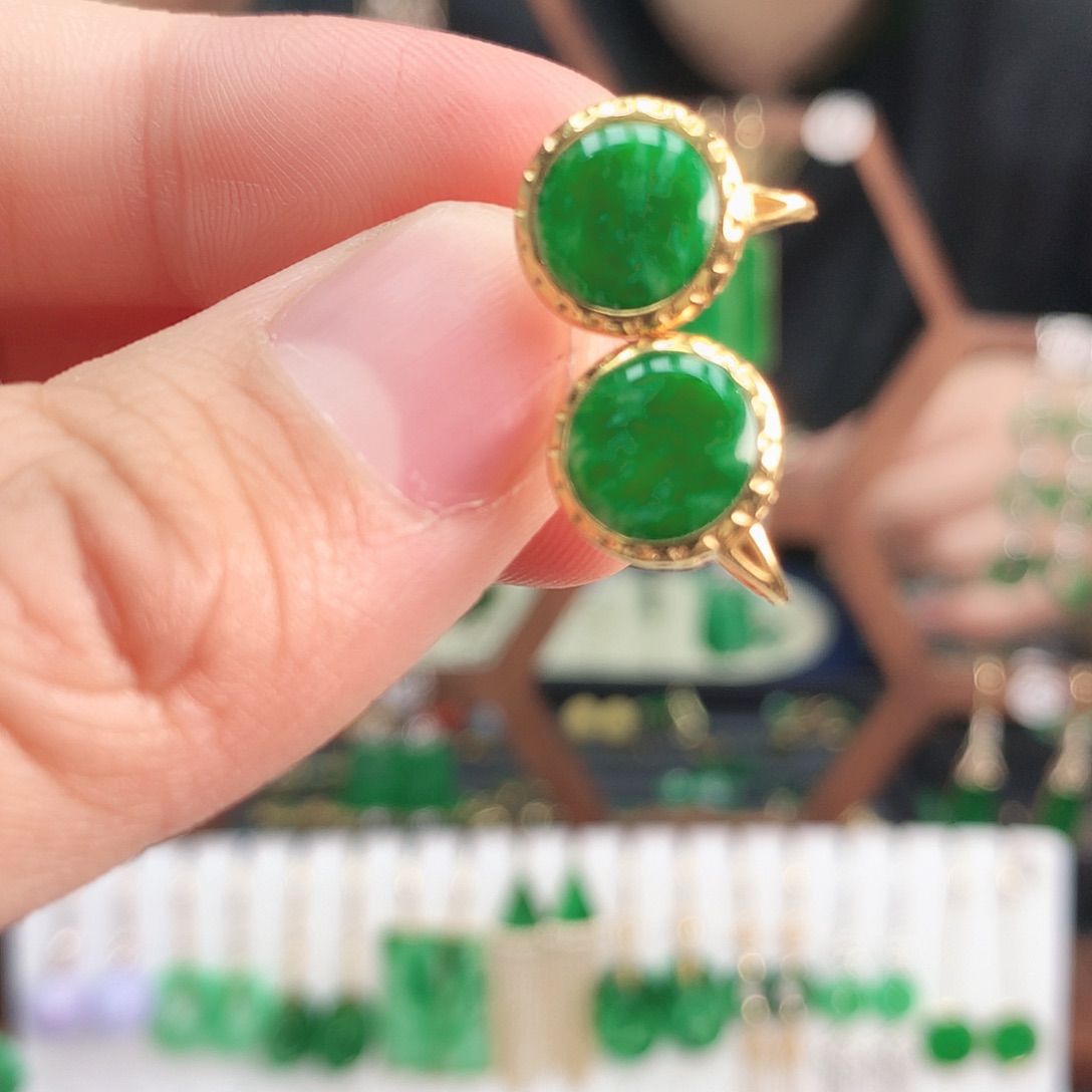 翡翠耳饰银S925镶嵌耳饰