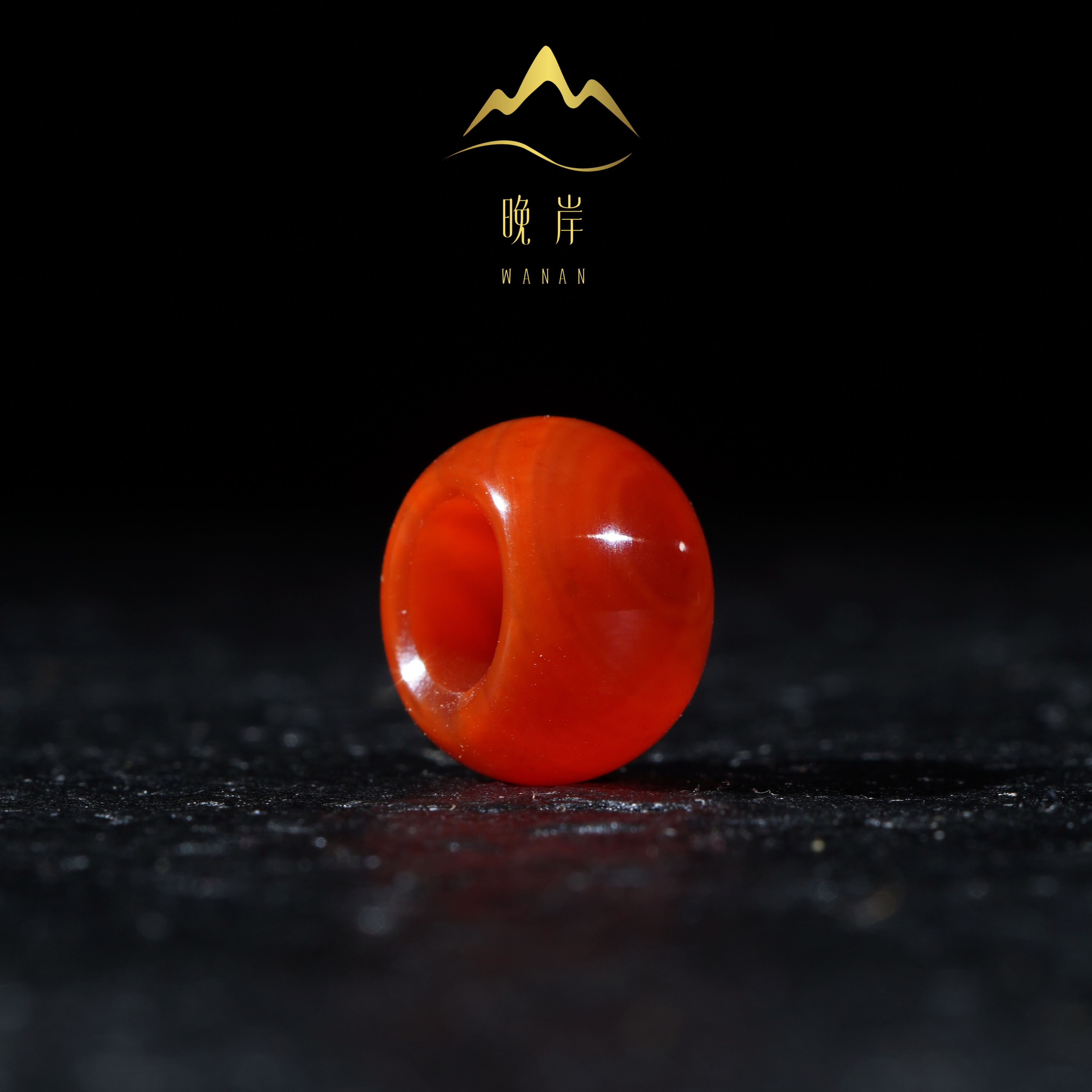 晚岸天然原矿红玛瑙跑环卡环大孔道百香金刚星月菩提文玩配饰配珠