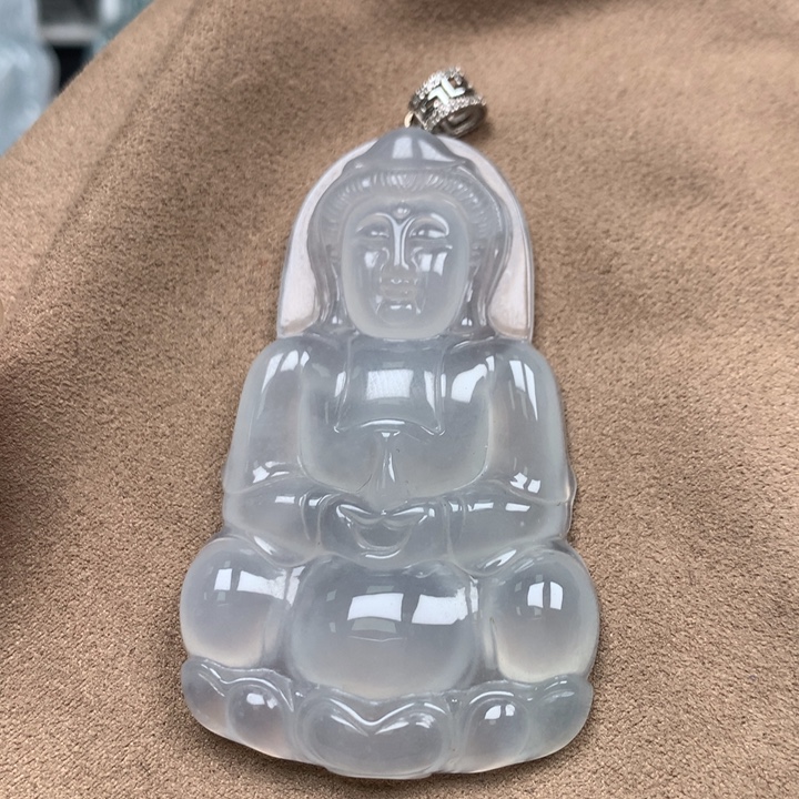 义***天翡翠18K金镶嵌颈饰缅甸翡翠A货