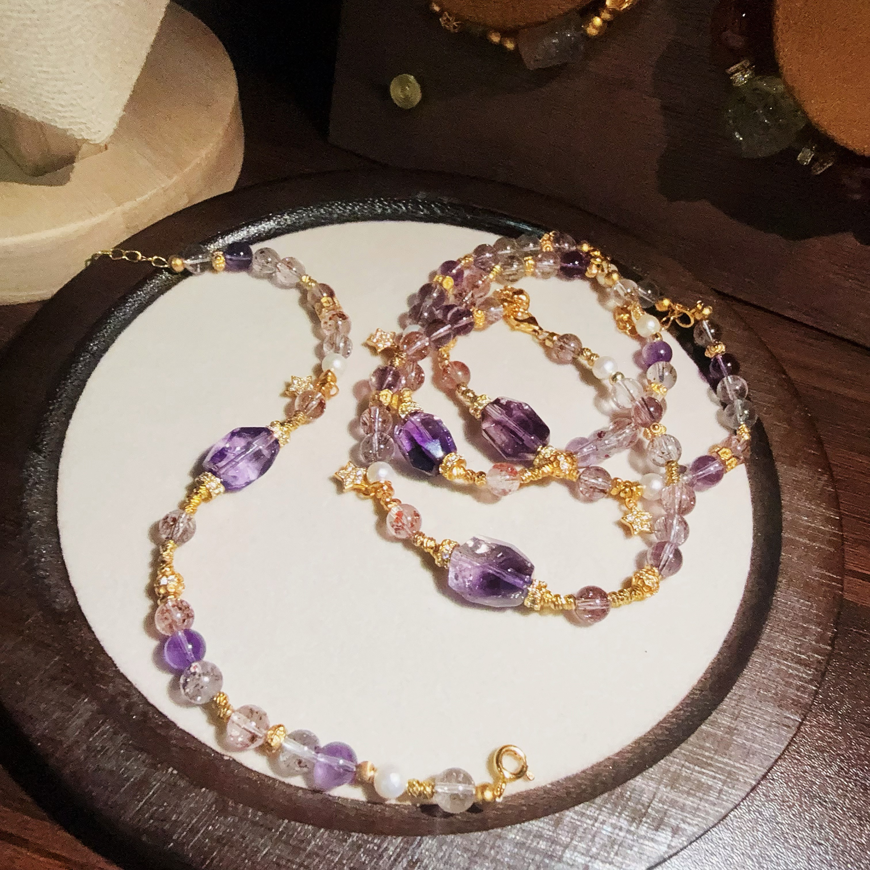 喜韵【紫超七随型手链】玻璃体金草莓超七原创设计手链 多样性发一