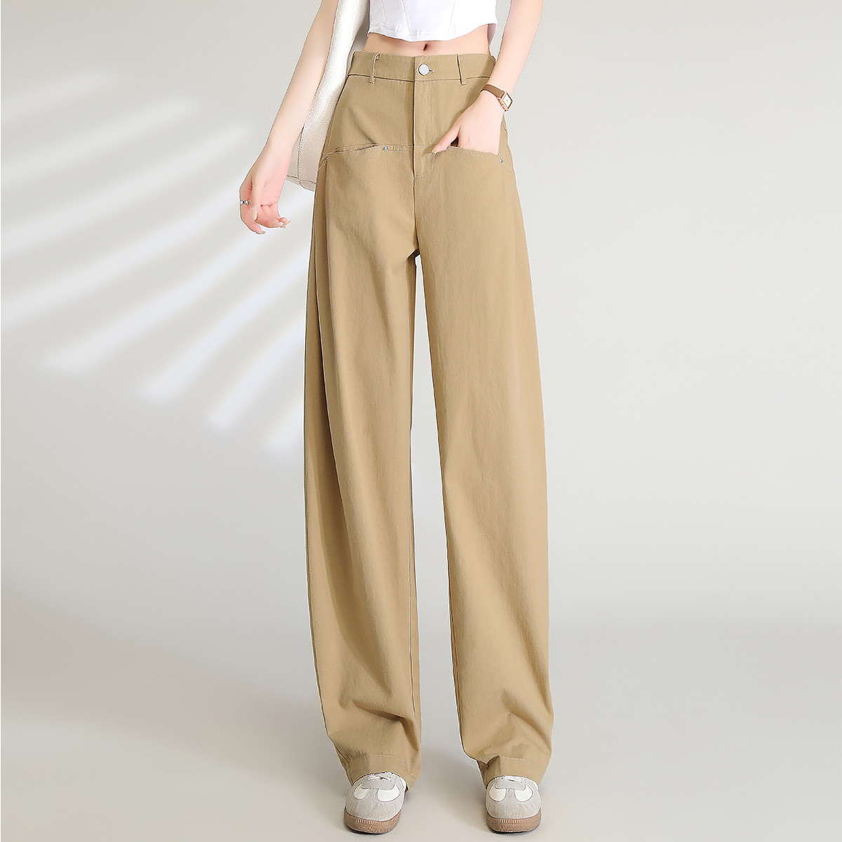 白鹿语纯色【香蕉裤】休闲高腰垂感显瘦宽松阔腿裤HU10250