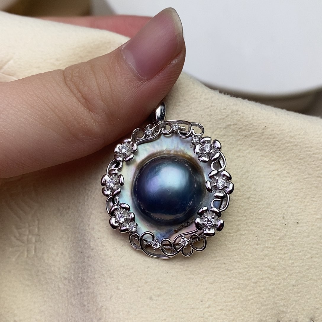 拼合珍珠（马贝珠）颈饰银S925镶嵌