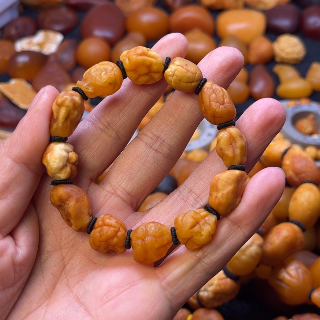 琥珀裸石未镶嵌天然蜜蜡手串