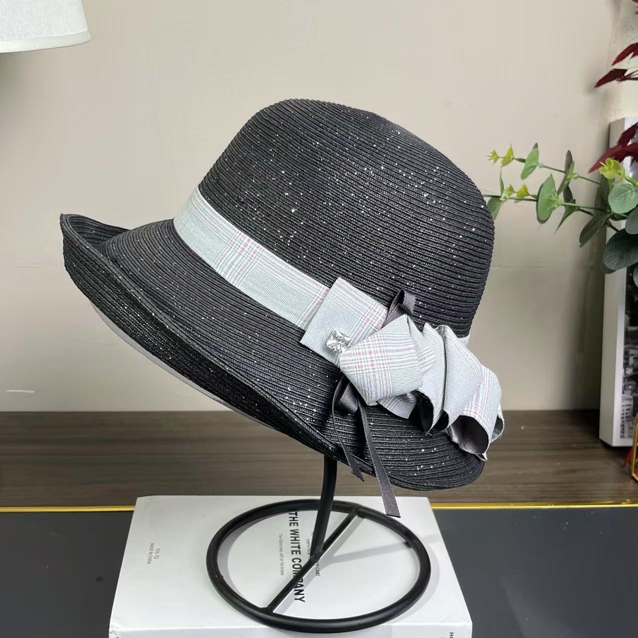 G05夏季蝴蝶结渔夫帽进口大帽檐草帽