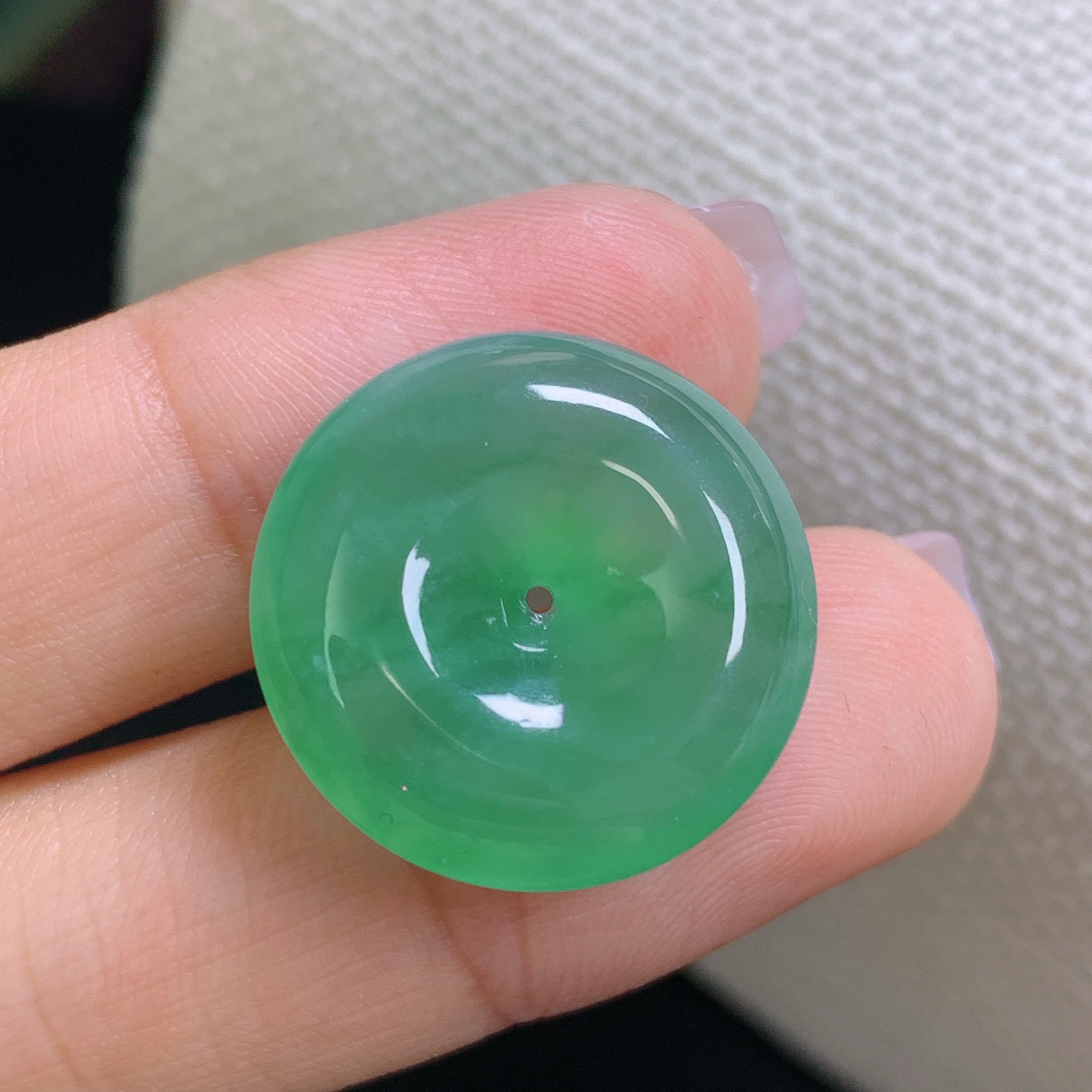 缅甸天然A货翡翠冰种满绿满色平安扣吊坠