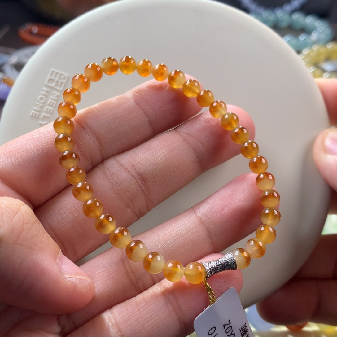 翡翠手链未镶嵌冰种黄翡手串