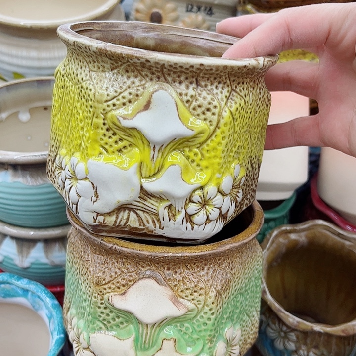 多肉绿植陶瓷花盆9.9包邮，有孔