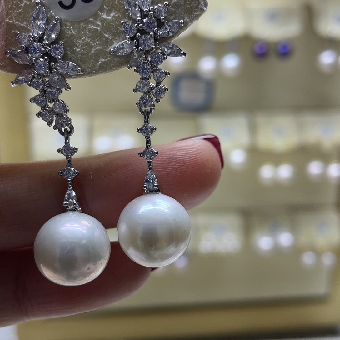 淡水珍珠耳饰银S925镶嵌