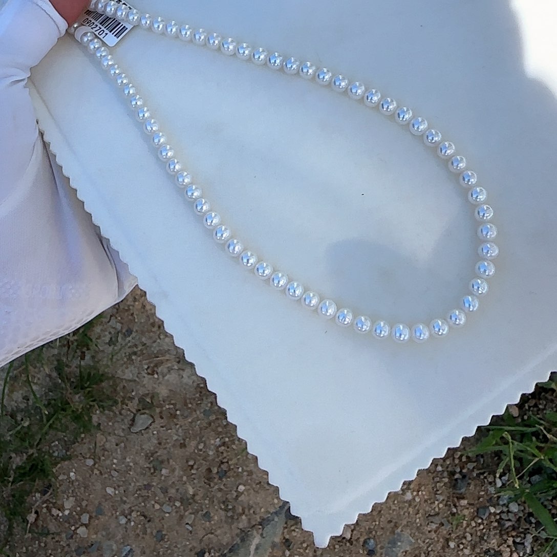 淡水珍珠银S925镶嵌颈饰5/6无核极光镜面正圆无暇白亮