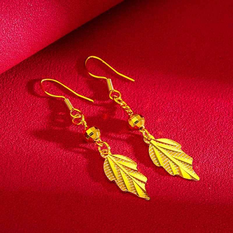 耳饰 优雅耳钉 耳环 树叶流苏气质 简约 女士  时尚 精美