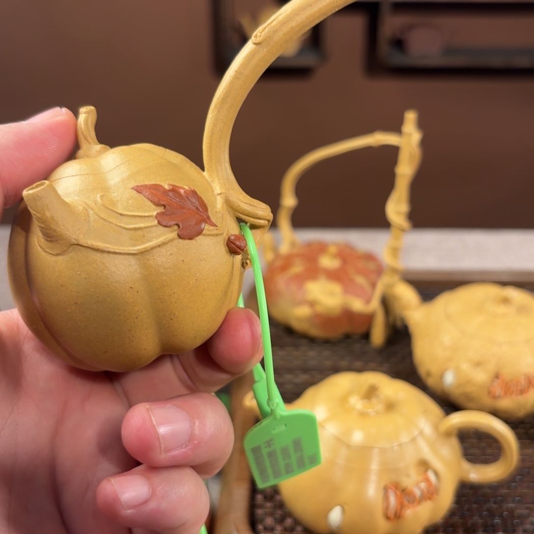 紫砂茶壶南瓜侧把