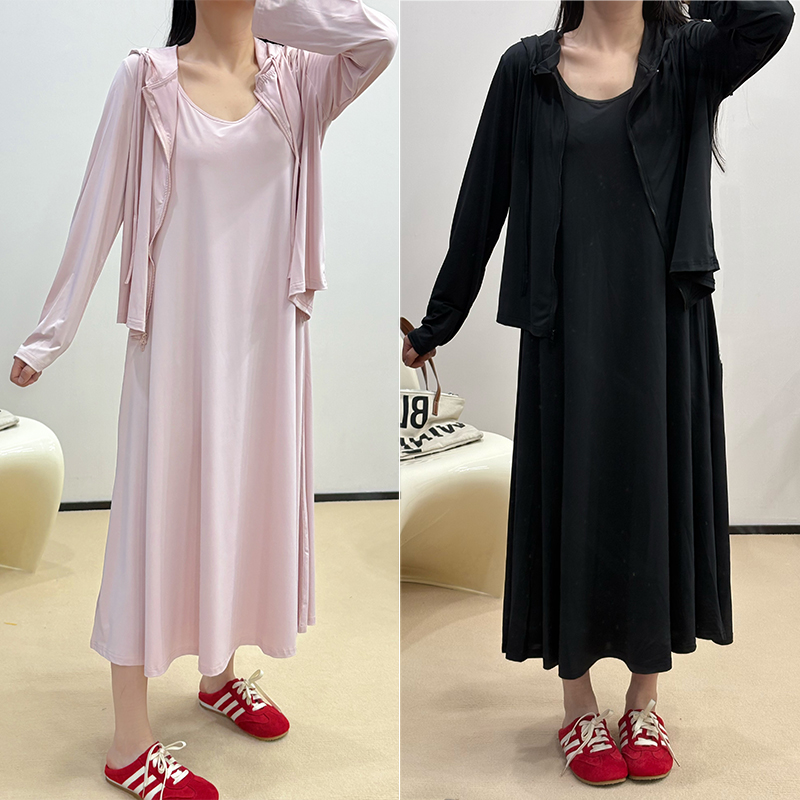 【C】大码微胖MM设计感冰凉感防晒开衫连衣裙套装 5772