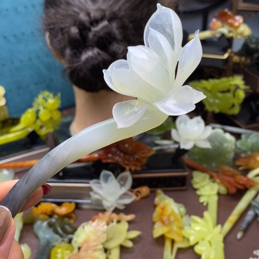 【闪购商品】蛇纹石玉发簪发簪盘发发簪未镶嵌7****歆