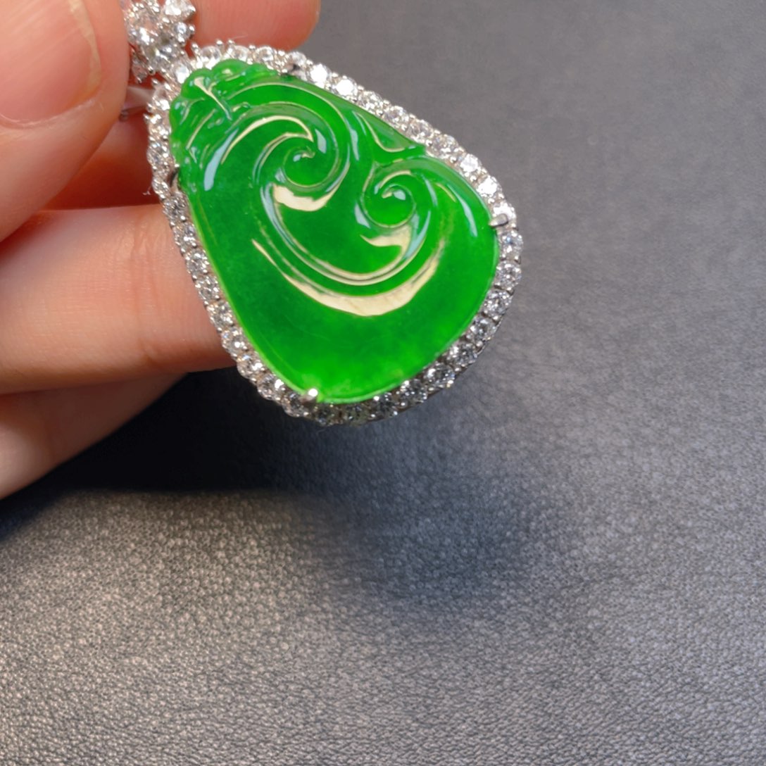 翡翠银S925镶嵌吊坠(不含链)