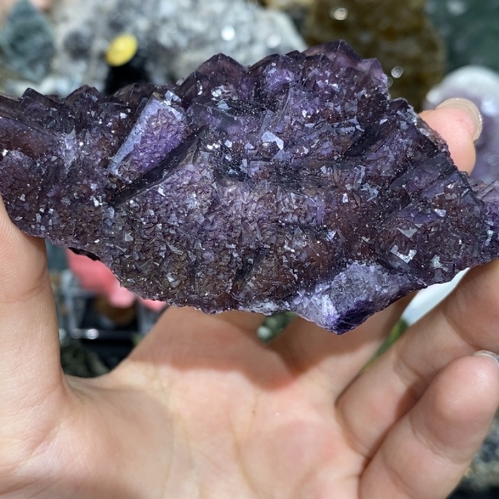 石材河南冰钻紫有回纹莹石