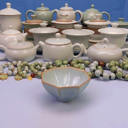 杯微瑕天青八方杯原矿原釉原产地