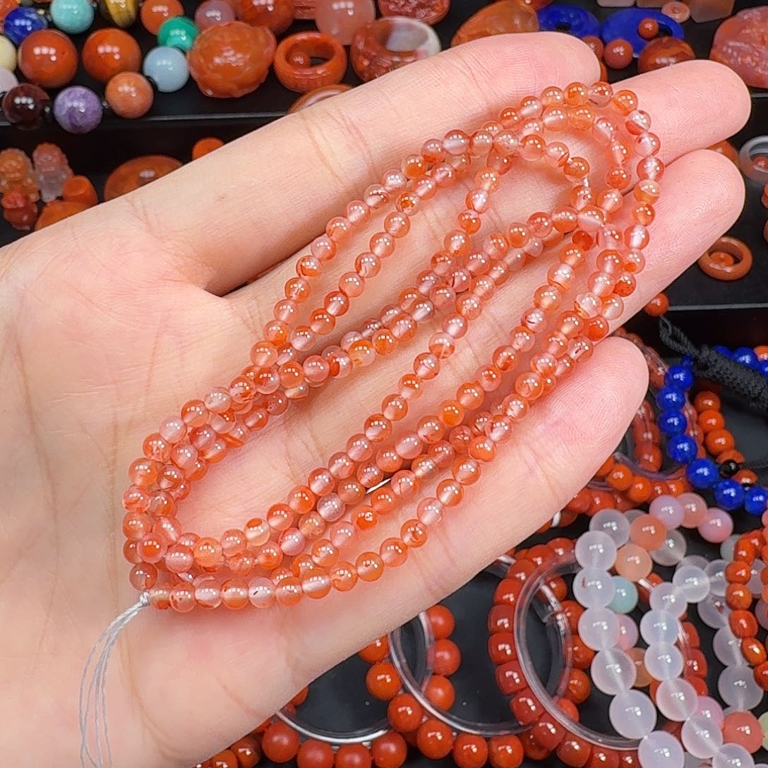 南红玛瑙未镶嵌小米珠3.6mm