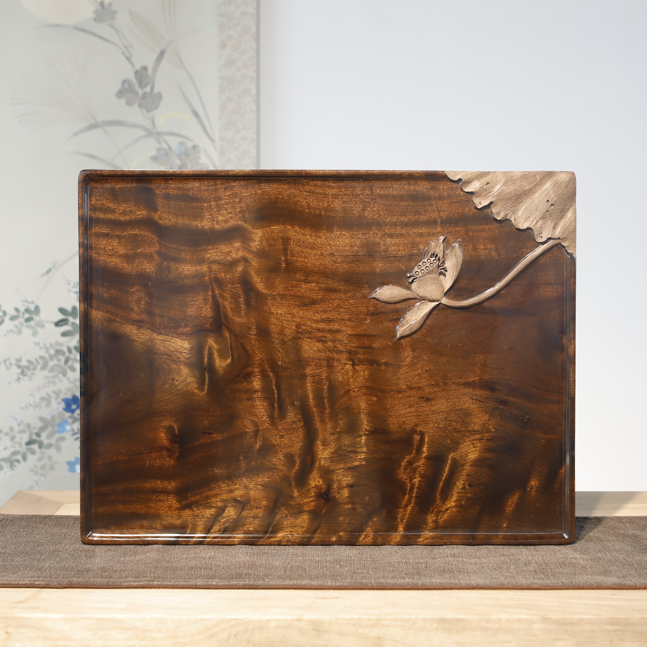 JSN荷花云彩纹系列茶盘J242 装饰摆件茶道零配