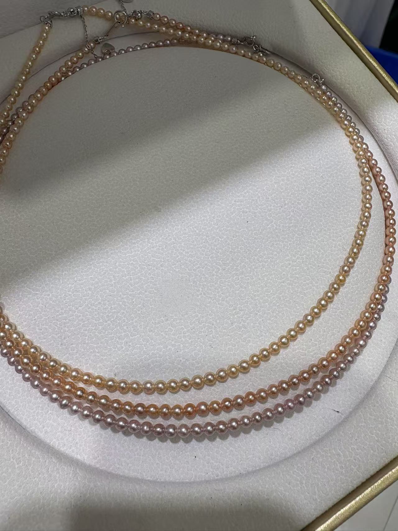 {蔷薇玫瑰}DX17淡水3-4MM珍珠项链极光时尚百搭多样性发一