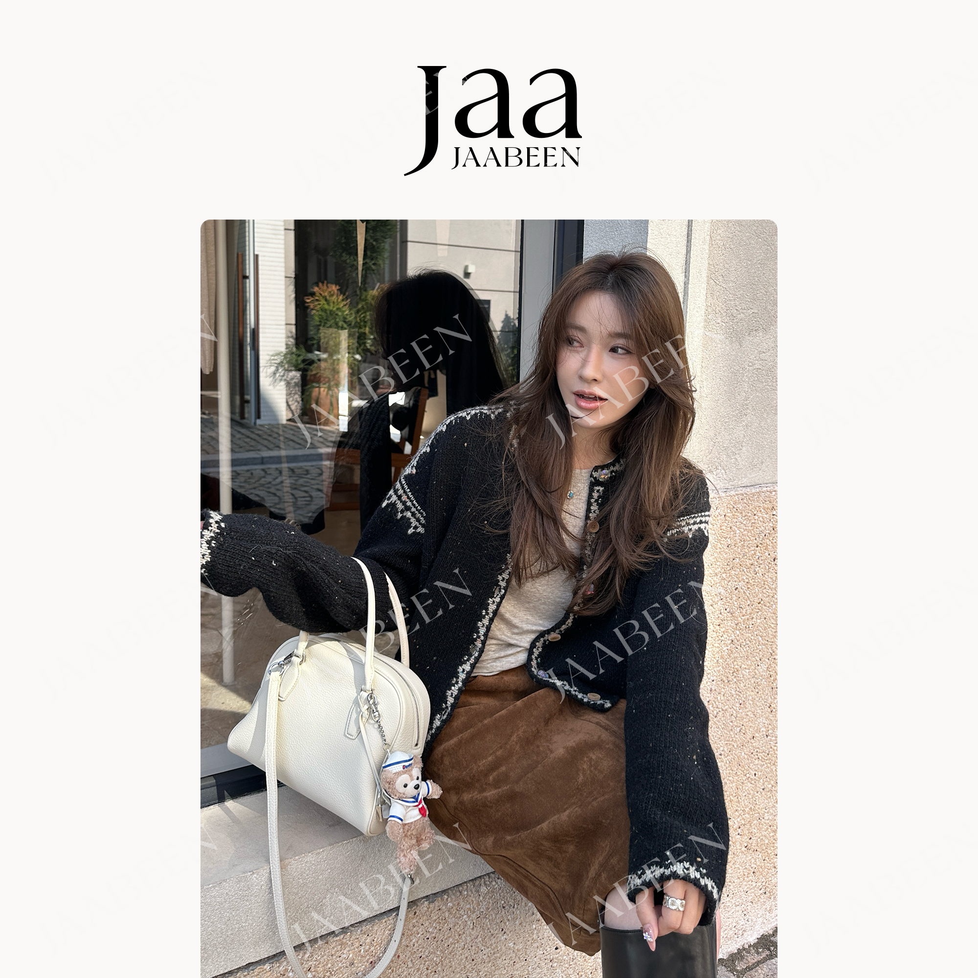 『JAABEEN』25AW秋冬复古彩点圆领针织纽扣开衫毛衣 25DS0287