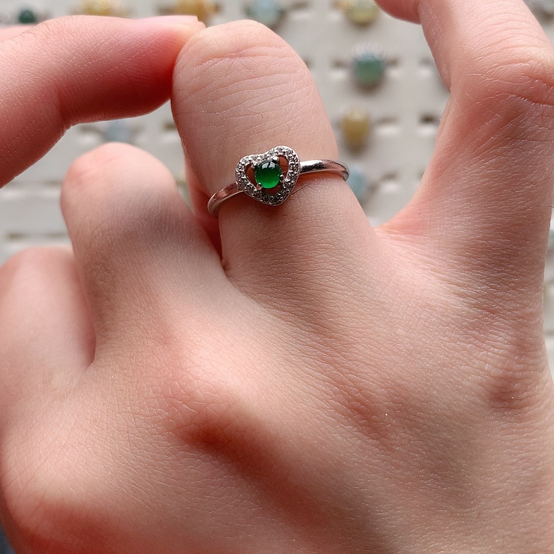 翡翠戒指银S925镶嵌0228