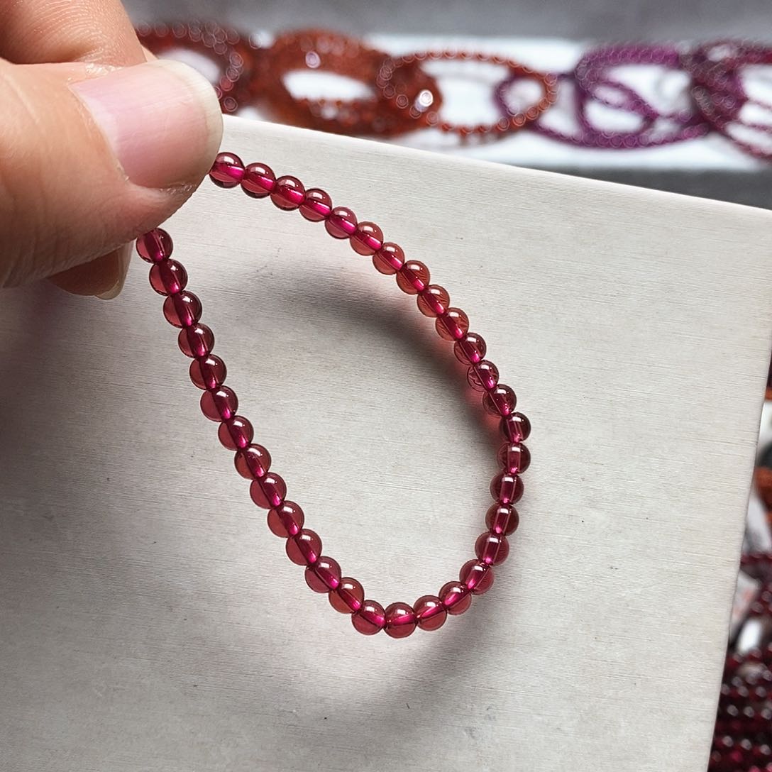 石榴石手链未镶嵌w**.4mm色标香槟粉