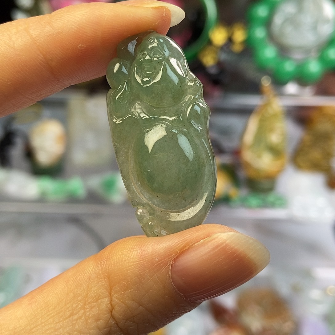 颈饰未镶嵌翡翠布袋佛