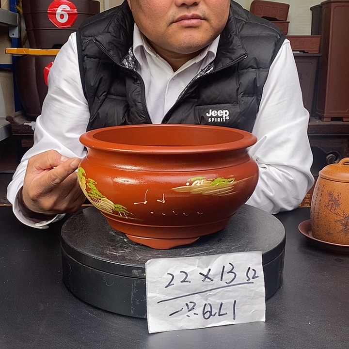 紫砂花盆货号一只QL1