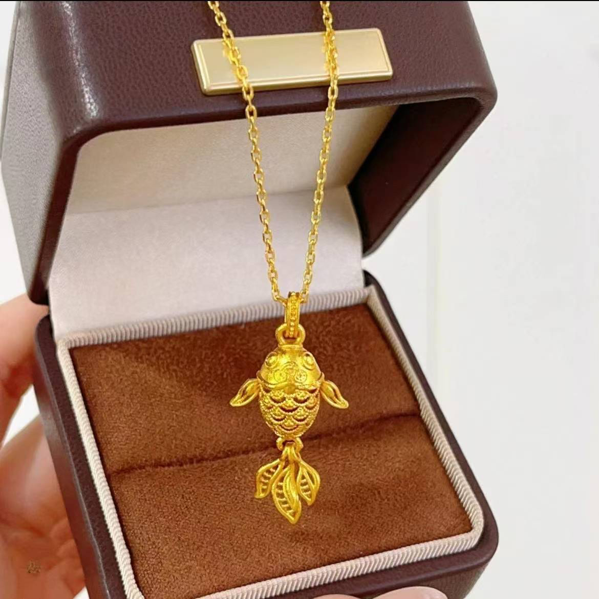 铜合金吊坠 金色吊坠 花丝锦鲤吊坠年年有余经典百搭