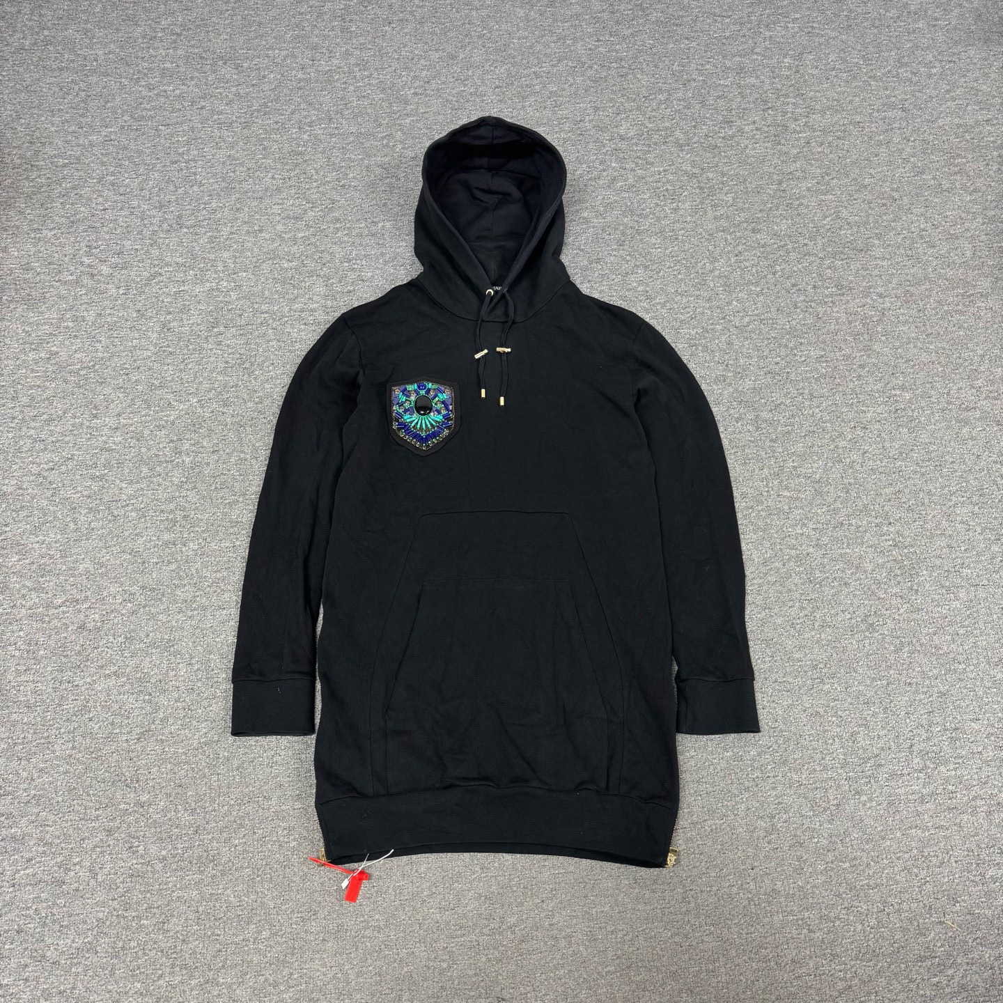 99新 AMIPARIS Balmain 巴尔曼 黑色 棉质 抽绳连帽卫衣 L码 99新