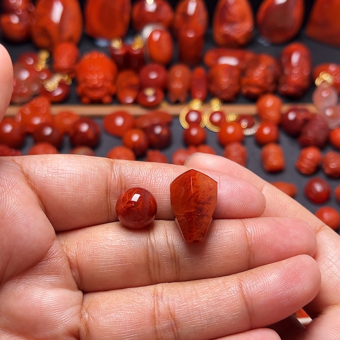 阆***部南红玛瑙未镶嵌配饰套餐