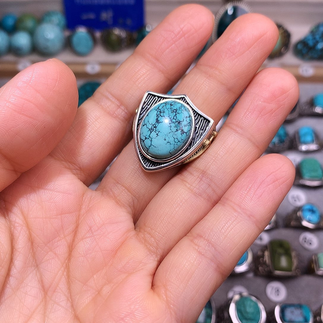 绿松石挂件银S925镶嵌