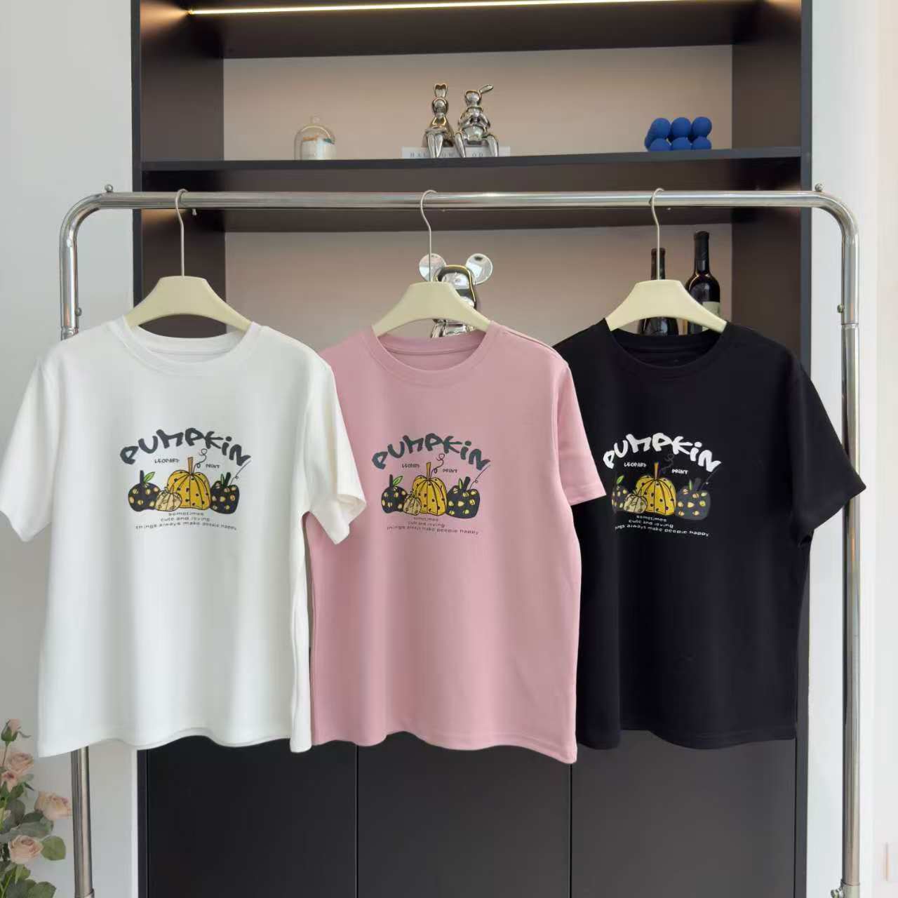 YYJ【字母南瓜】夏季冰感弹力棉透气百搭吸汗T恤无感印花短袖女士