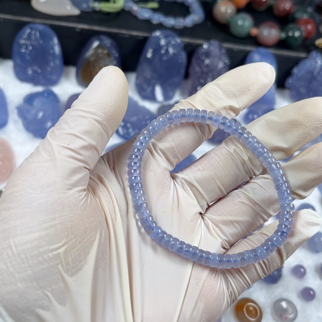玛瑙/玉髓手链未镶嵌蓝玛瑙直切手链