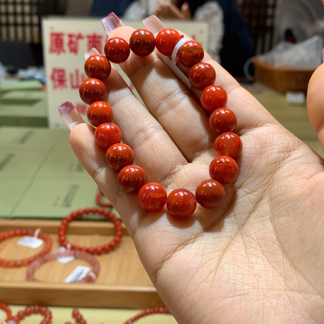 南红玛瑙10+火焰纹单圈未镶嵌俊*