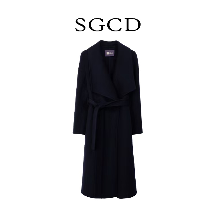 SGCD丝贵纯都【戛纳之夜】2025新高端玫瑰花面料大翻领双面大衣品牌