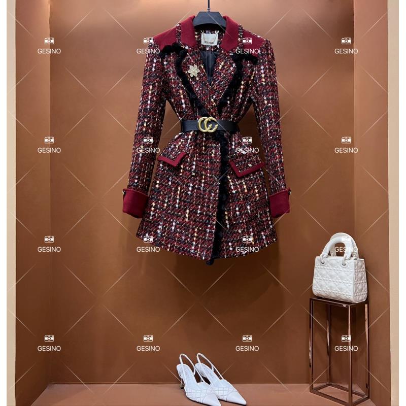 【悠悠】秋冬气质小香风时尚设计师中长款外套 QD-2025637