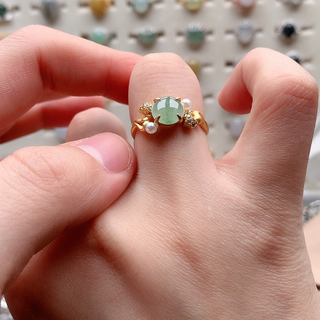 翡翠戒指银S925镶嵌0085