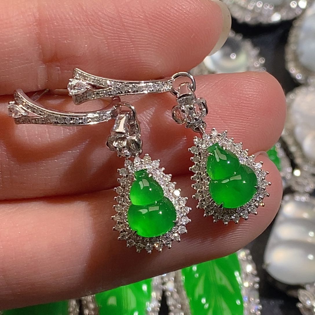 翡翠耳饰18K金镶嵌两用款耳包