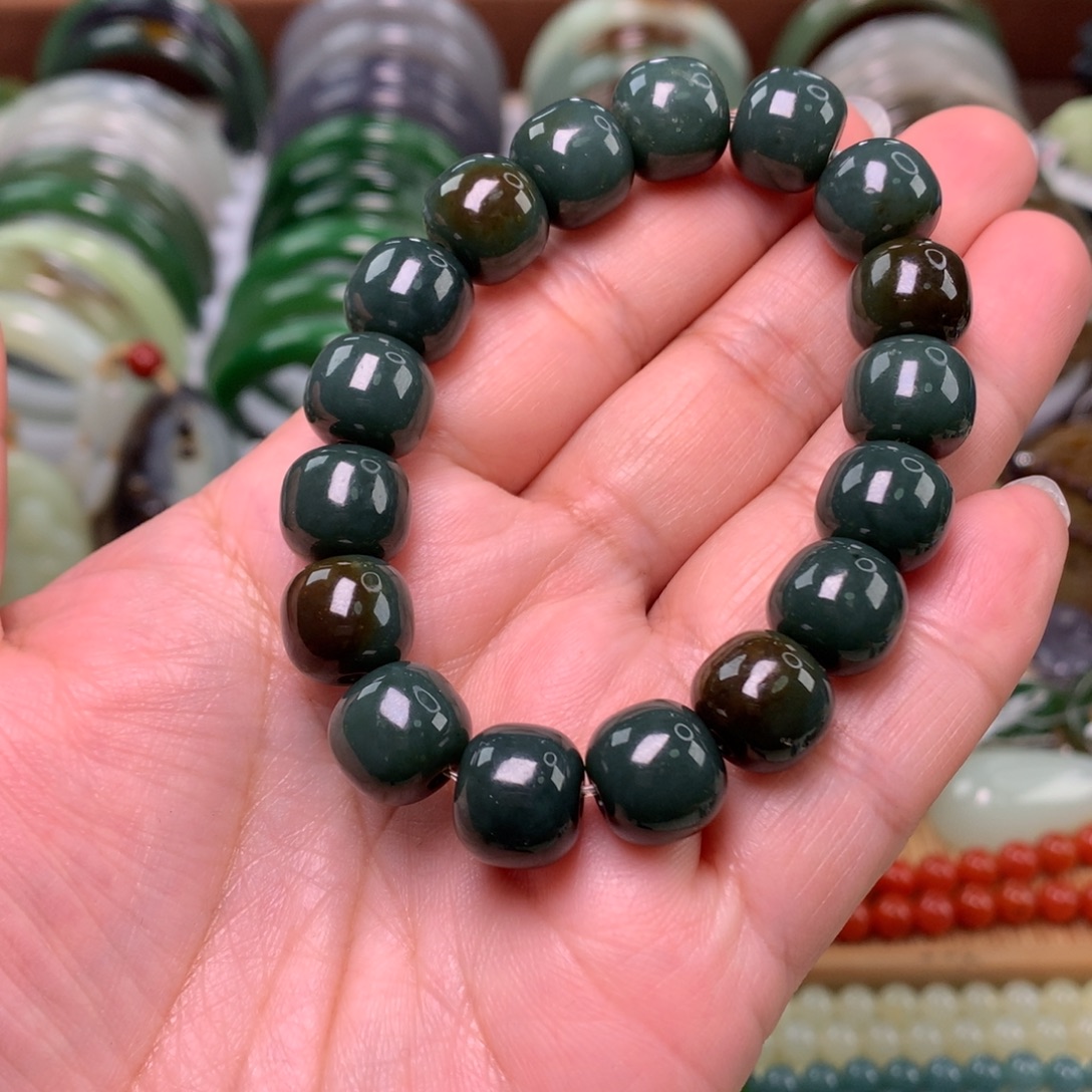 和田玉未镶嵌手链卡11_12