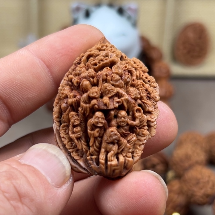 桃核手串桃核雕刻十八罗汉单粒