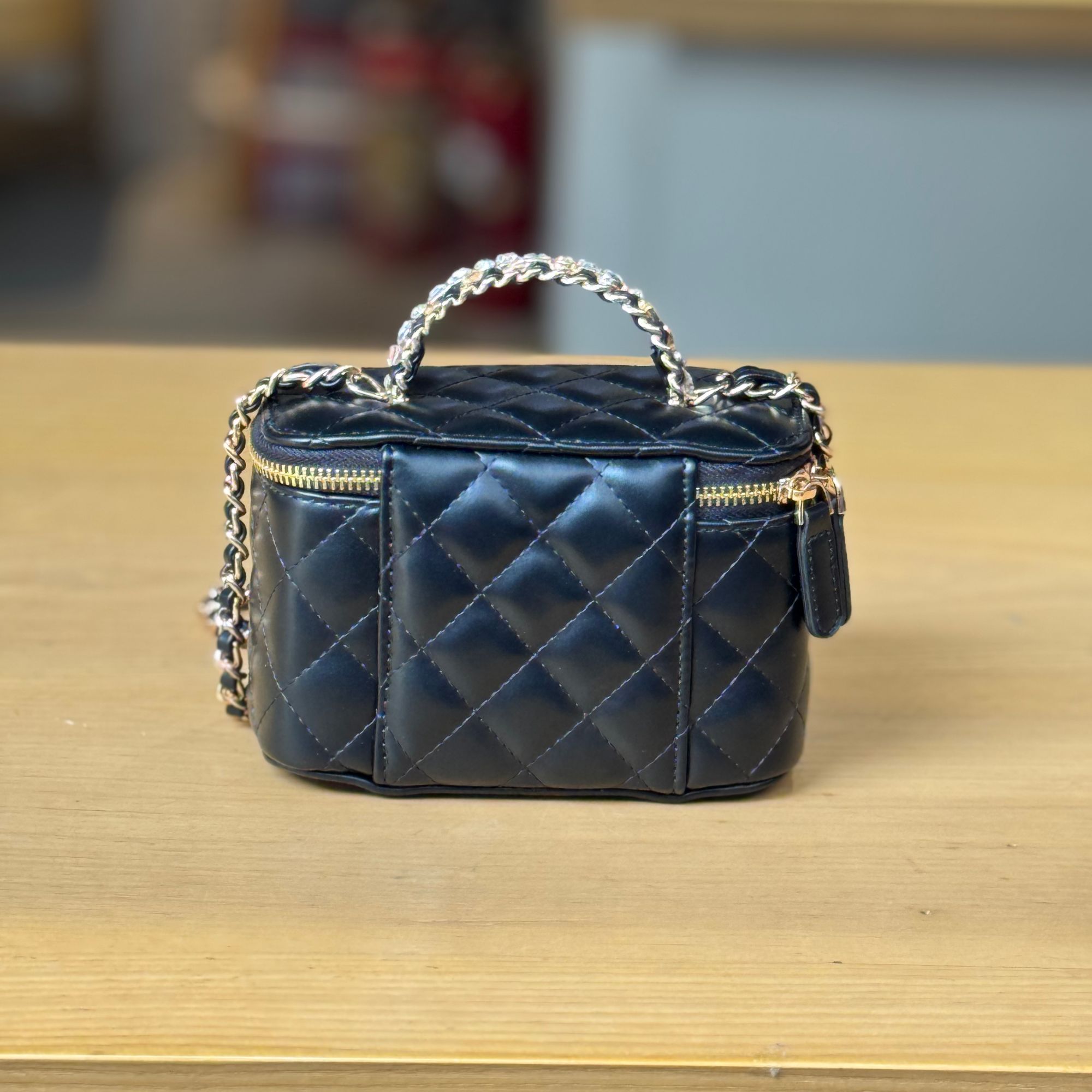 【BF LL】小羊皮饭盒包小香风蓝色黑色流浪包菱格盒子包