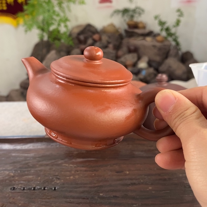 紫砂茶壶朱泥水平150左右的容量半手制作