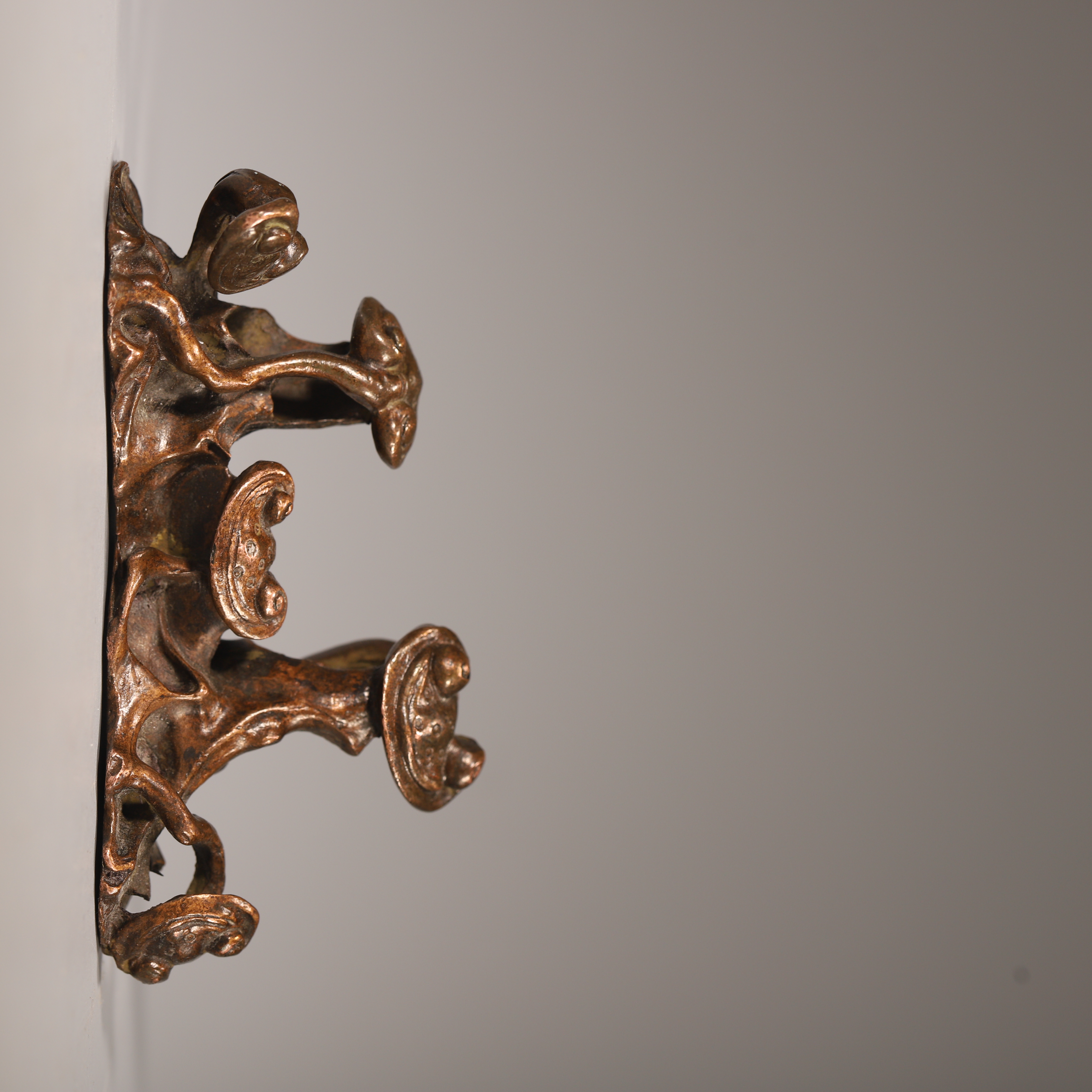 HY16 清代 铜灵芝如意纹笔架