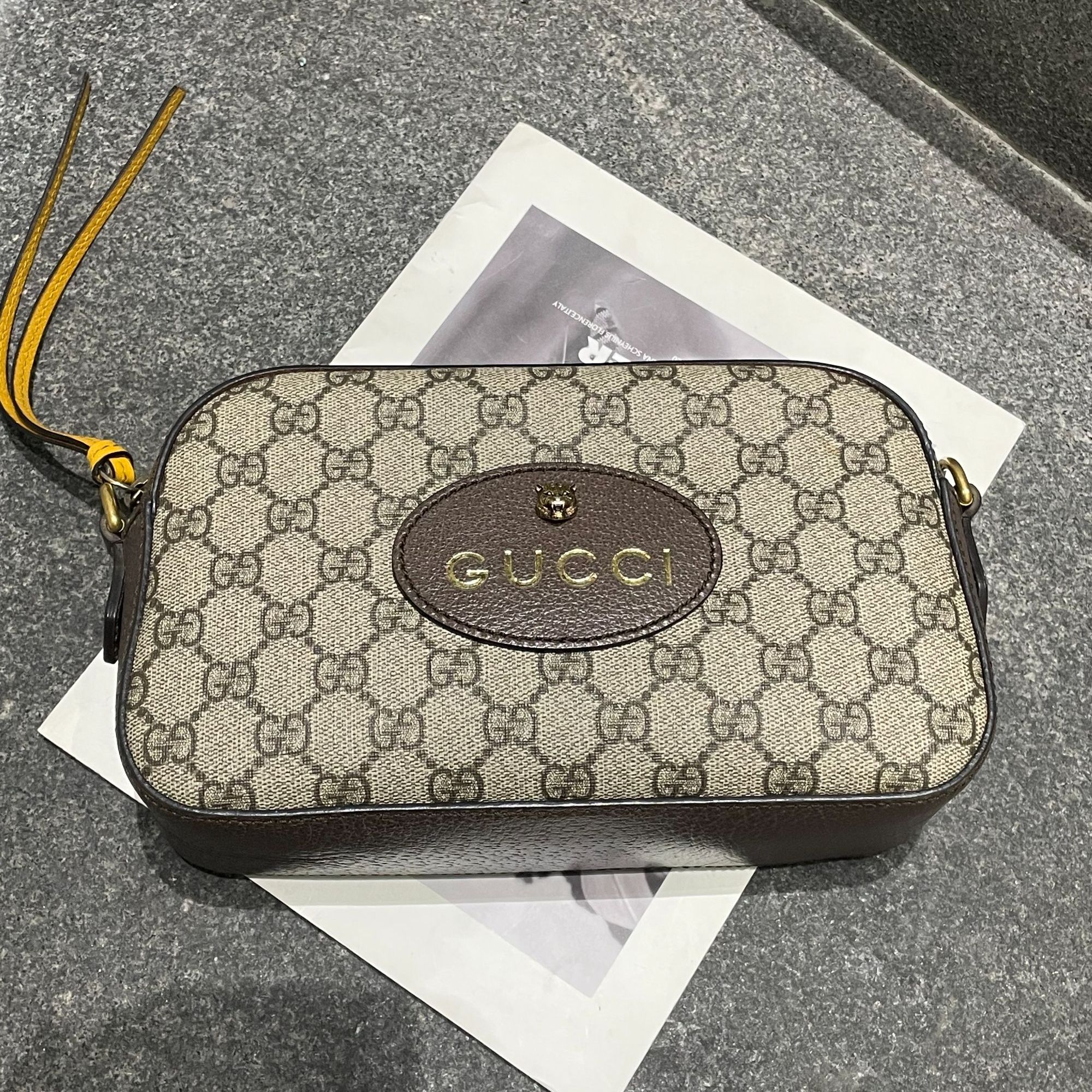 95新 GUCCI/古驰 虎头老花斜挎相机包