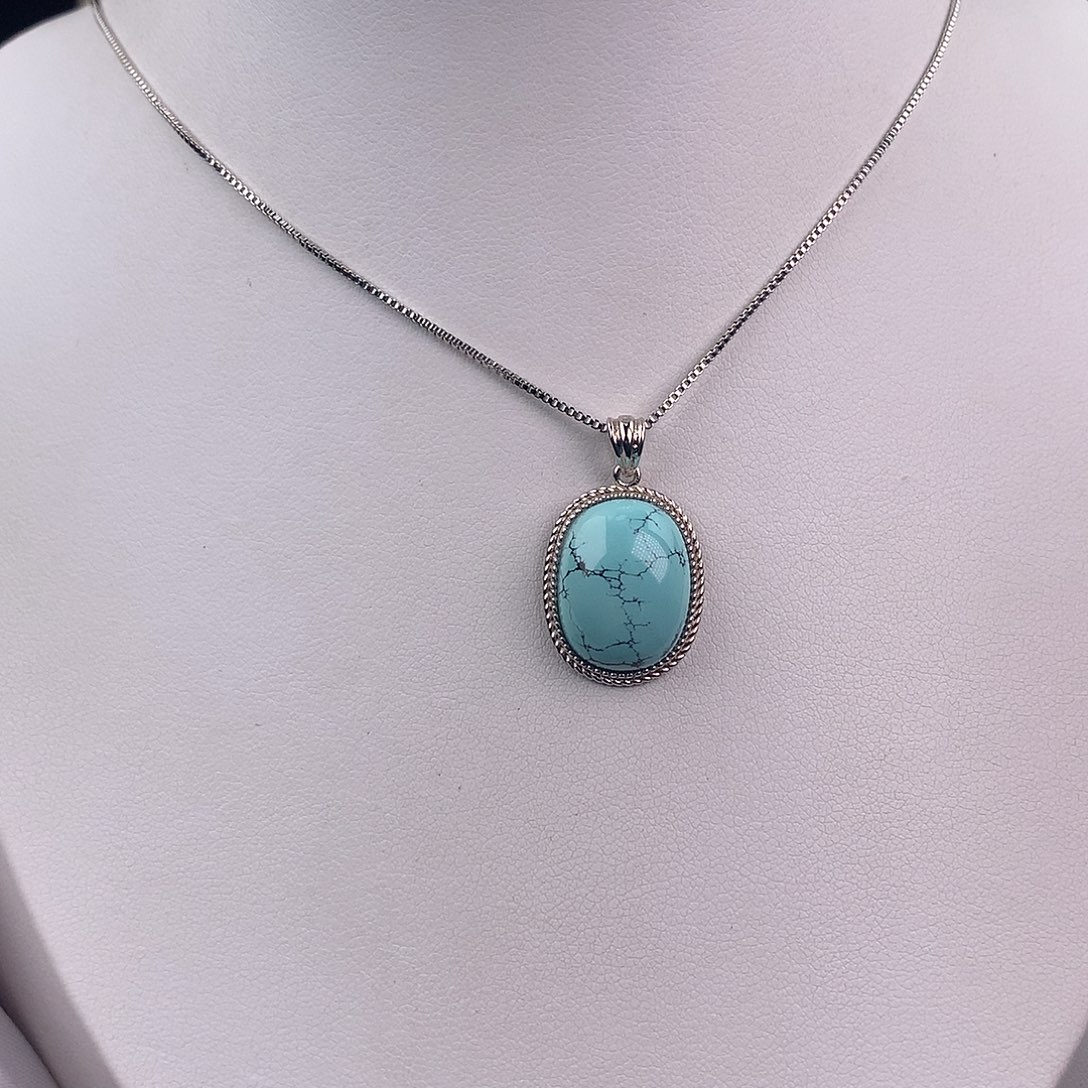 绿松石银S925镶嵌颈饰