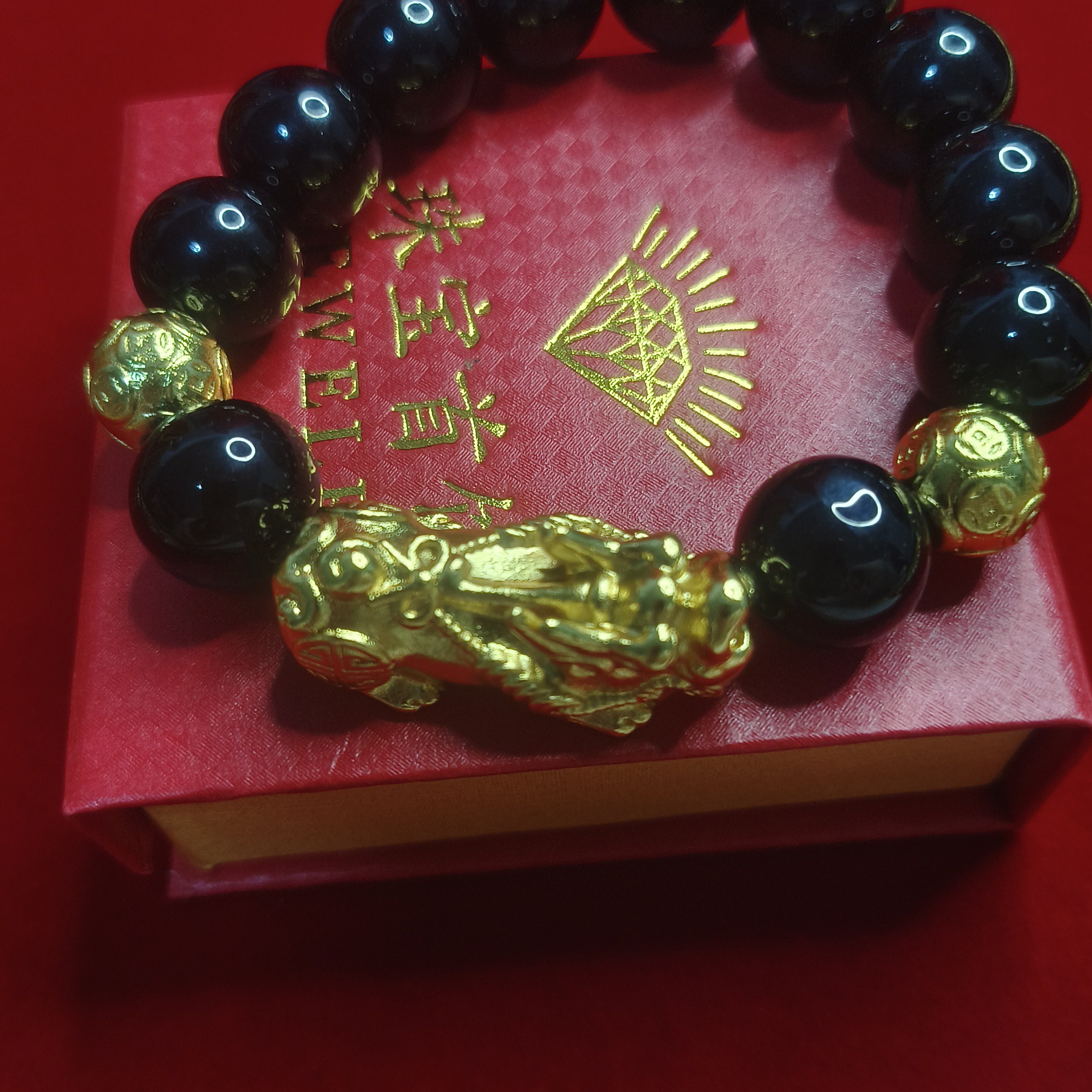 合金手链 【貔貅手链】黑色时尚气质经典男士百搭镶嵌