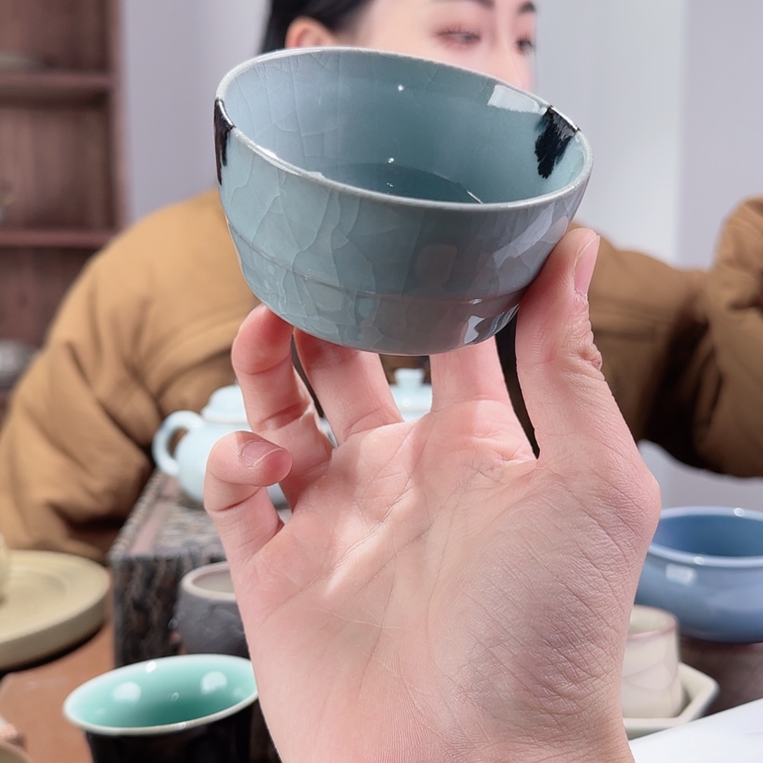 瓷摆件手工杯点彩