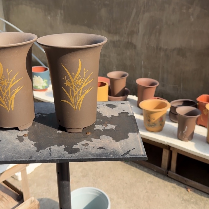 高度20口径14俩只紫砂花盆