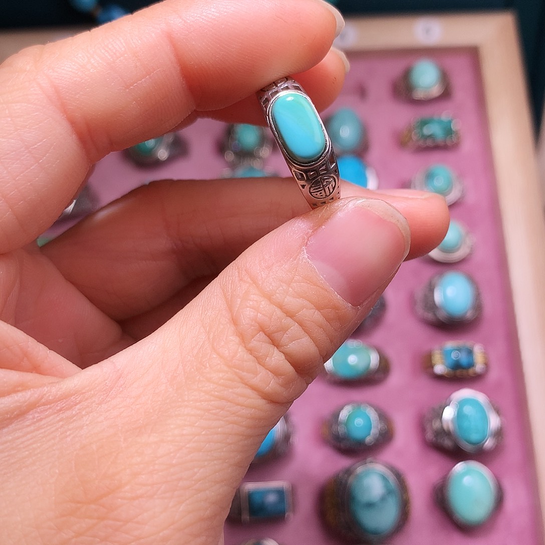 绿松石银S925镶嵌挂件